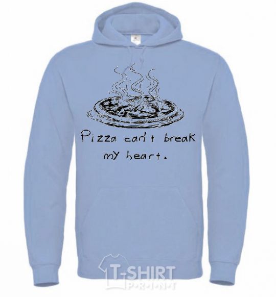 Men`s hoodie PIZZA CAN'T BREAK MY HEART sky-blue фото