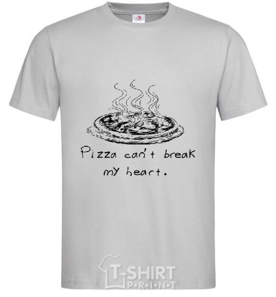 Men's T-Shirt PIZZA CAN'T BREAK MY HEART grey фото