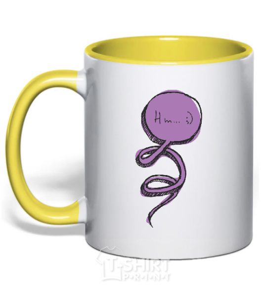 Mug with a colored handle HMM... yellow фото
