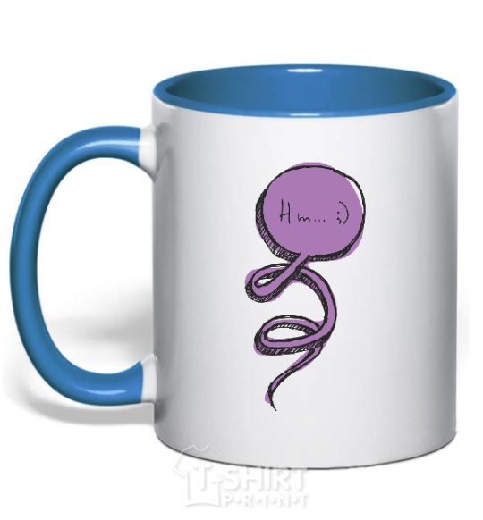 Mug with a colored handle HMM... royal-blue фото
