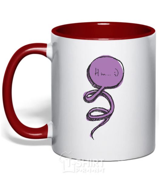 Mug with a colored handle HMM... red фото