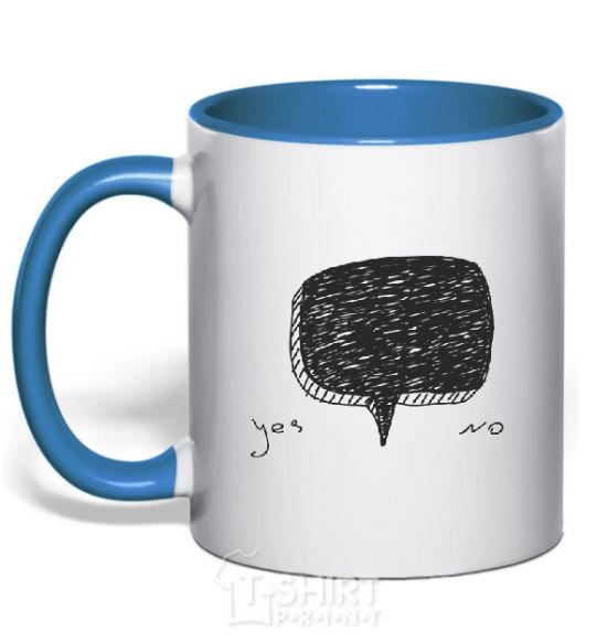 Mug with a colored handle YES OR NO royal-blue фото