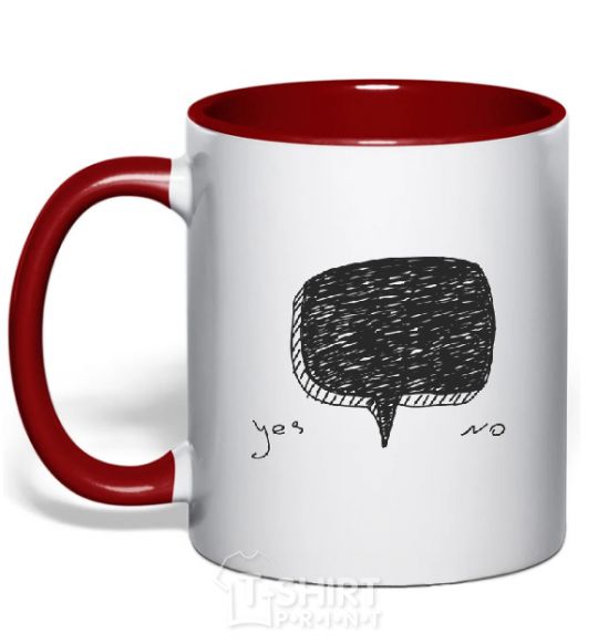 Mug with a colored handle YES OR NO red фото