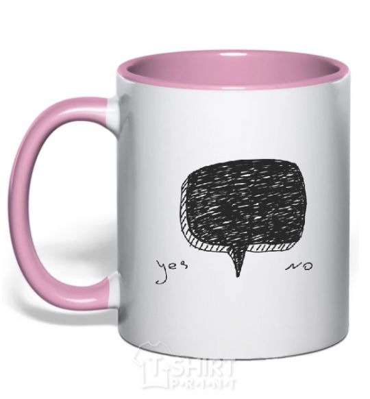 Mug with a colored handle YES OR NO light-pink фото
