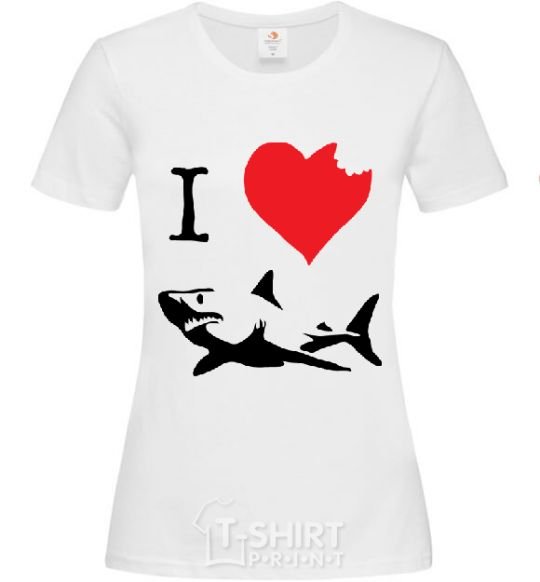 Women's T-shirt I <3 SHARKS White фото