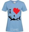 Women's T-shirt I <3 SHARKS sky-blue фото