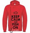 Мужская толстовка (худи) Keep calm and fish on Ярко-красный фото