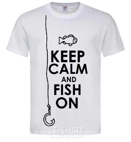 Men's T-Shirt Keep calm and fish on White фото