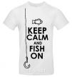 Мужская футболка Keep calm and fish on Белый фото