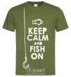 Men's T-Shirt Keep calm and fish on millennial-khaki фото
