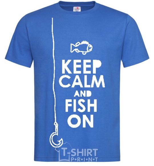 Men's T-Shirt Keep calm and fish on royal-blue фото
