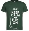 Men's T-Shirt Keep calm and fish on bottle-green фото