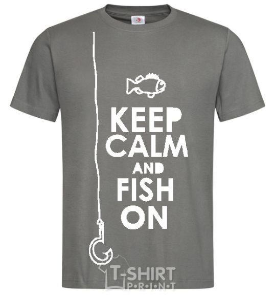 Men's T-Shirt Keep calm and fish on dark-grey фото