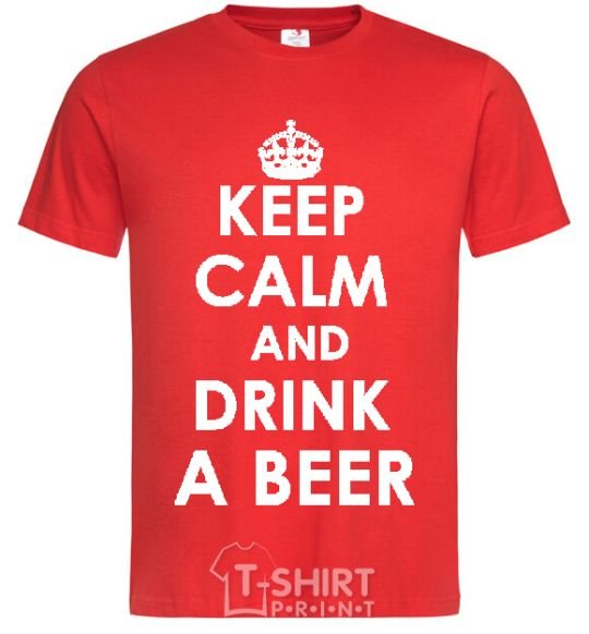 Мужская футболка KEEP CALM AND DRINK A BEER Красный фото
