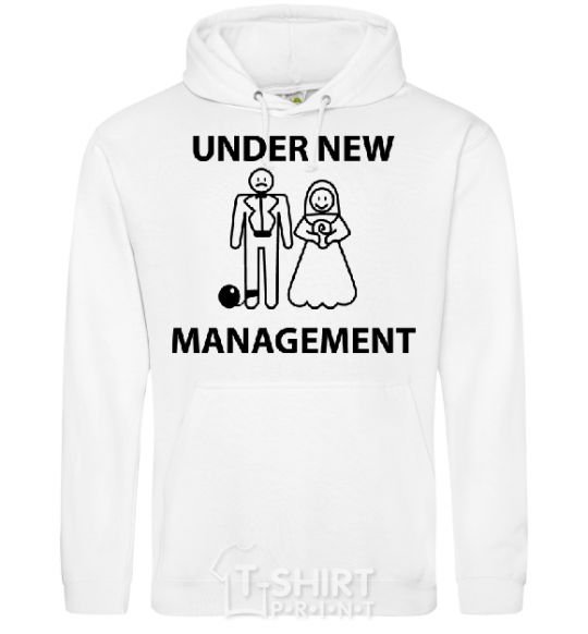 Men`s hoodie UNDER NEW MANAGEMENT newlyweds White фото