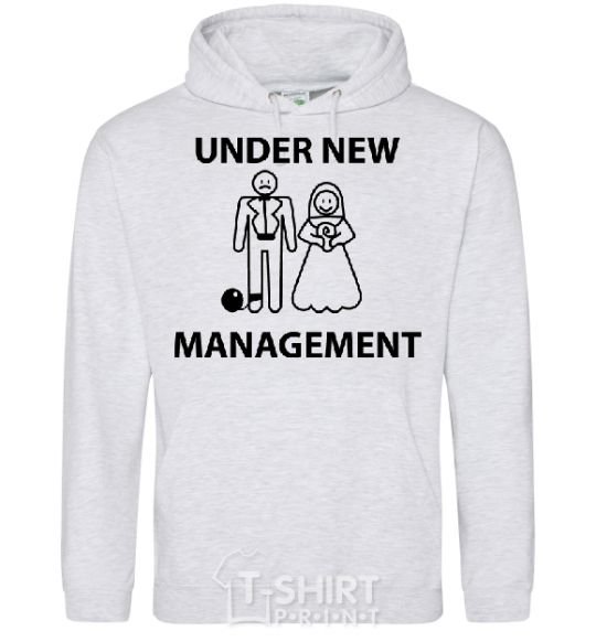 Men`s hoodie UNDER NEW MANAGEMENT newlyweds sport-grey фото