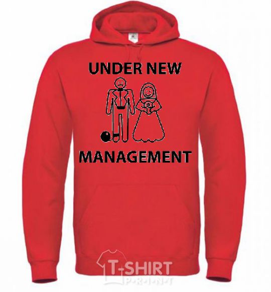 Men`s hoodie UNDER NEW MANAGEMENT newlyweds bright-red фото