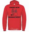 Men`s hoodie UNDER NEW MANAGEMENT newlyweds bright-red фото
