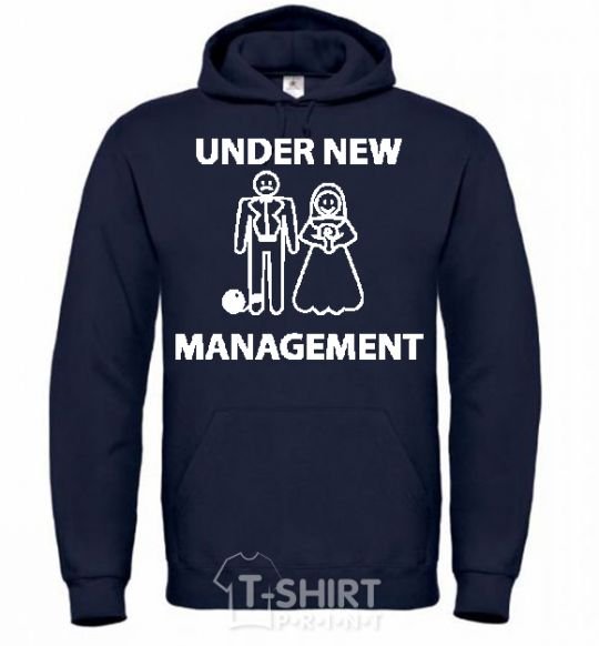 Men`s hoodie UNDER NEW MANAGEMENT newlyweds navy-blue фото