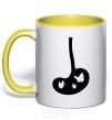 Mug with a colored handle BUTTERFLY yellow фото