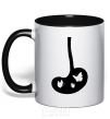 Mug with a colored handle BUTTERFLY black фото