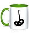 Mug with a colored handle BUTTERFLY kelly-green фото