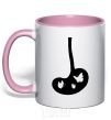 Mug with a colored handle BUTTERFLY light-pink фото