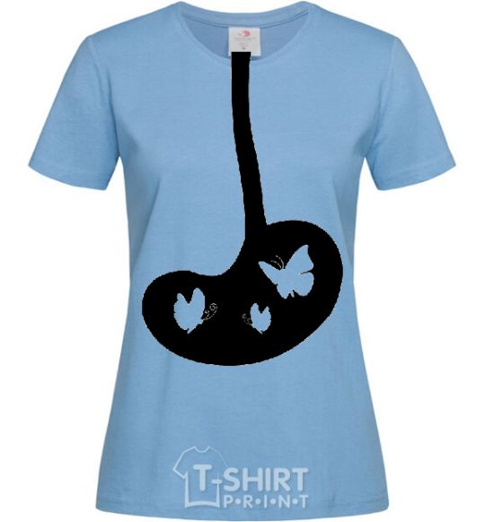 Women's T-shirt BUTTERFLY sky-blue фото