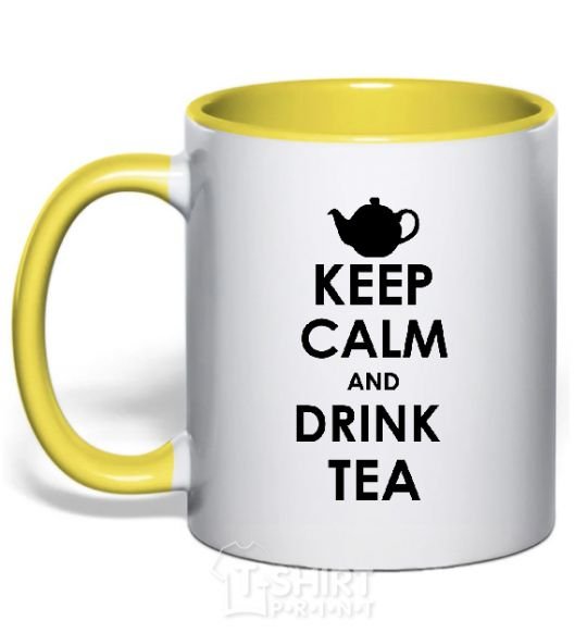 Чашка с цветной ручкой KEEP CALM AND DRINK TEA Солнечно желтый фото