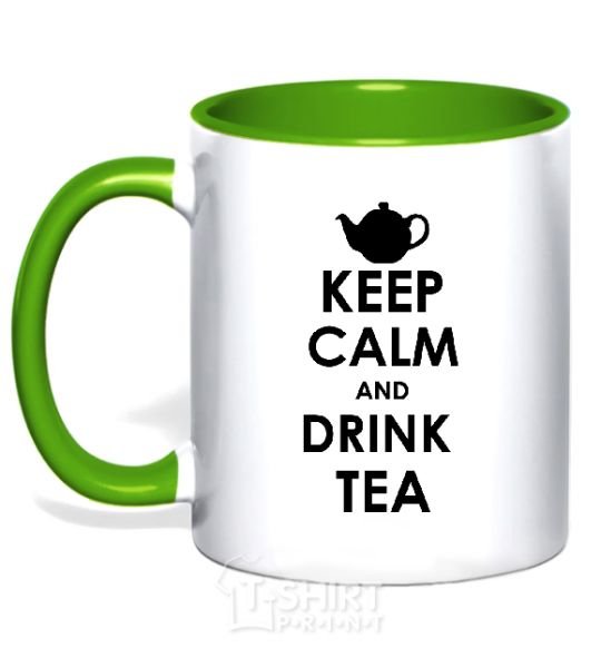 Чашка с цветной ручкой KEEP CALM AND DRINK TEA Зеленый фото