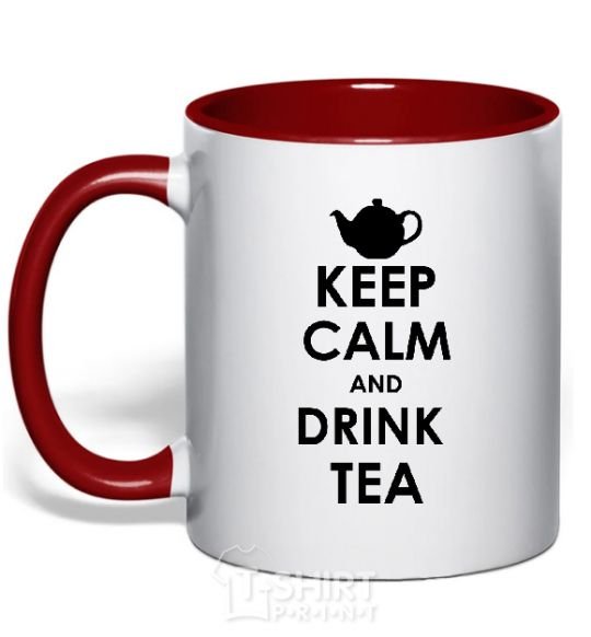 Чашка с цветной ручкой KEEP CALM AND DRINK TEA Красный фото