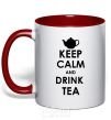 Чашка с цветной ручкой KEEP CALM AND DRINK TEA Красный фото