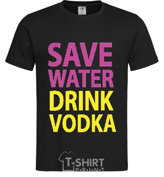 Мужская футболка SAVE WATER DRINK VODKA Черный фото