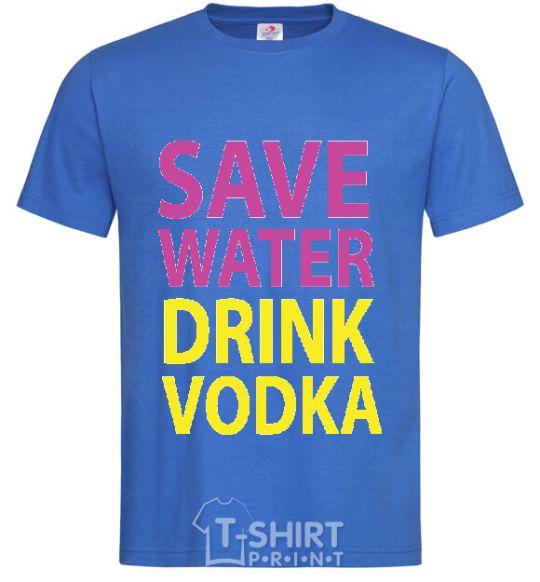 Мужская футболка SAVE WATER DRINK VODKA Ярко-синий фото