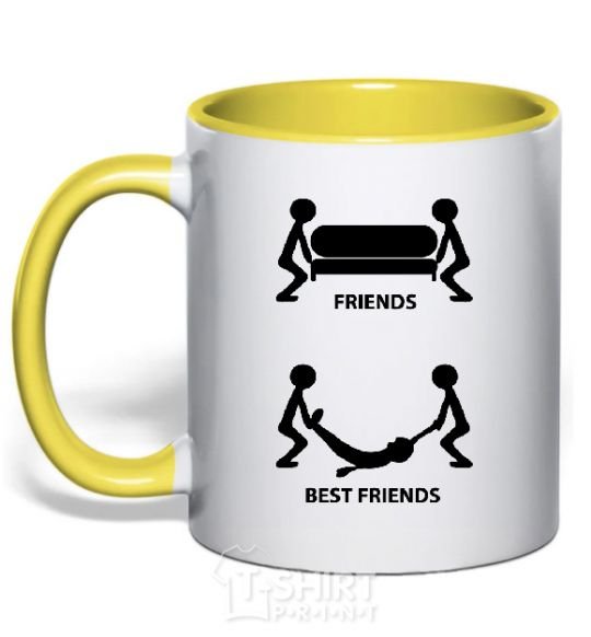 Mug with a colored handle BEST FRIEND V.1 yellow фото