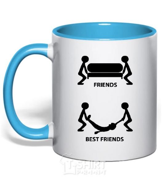 Mug with a colored handle BEST FRIEND V.1 sky-blue фото