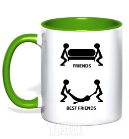 Mug with a colored handle BEST FRIEND V.1 kelly-green фото