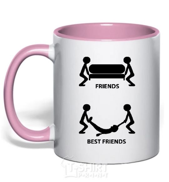 Mug with a colored handle BEST FRIEND V.1 light-pink фото