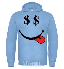 Men`s hoodie DOLLARS sky-blue фото