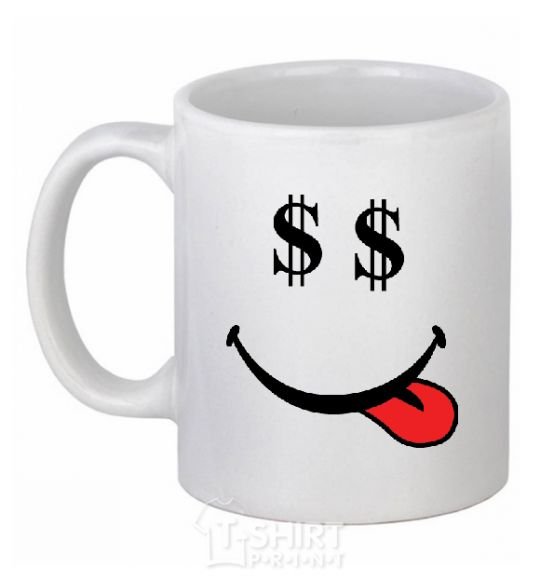 Ceramic mug DOLLARS White фото