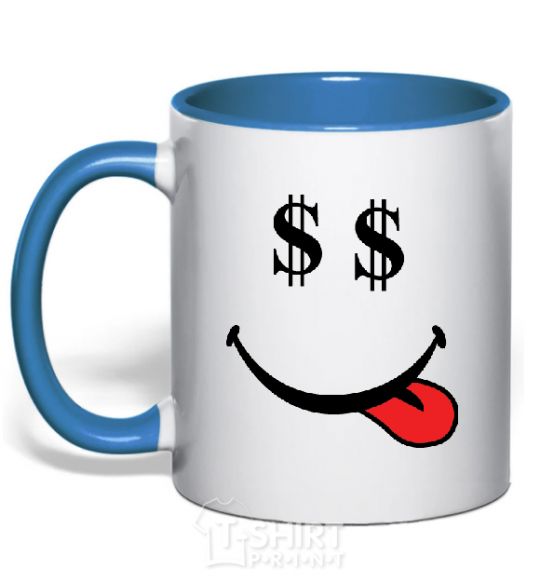 Mug with a colored handle DOLLARS royal-blue фото