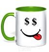 Mug with a colored handle DOLLARS kelly-green фото