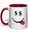 Mug with a colored handle DOLLARS red фото
