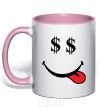 Mug with a colored handle DOLLARS light-pink фото