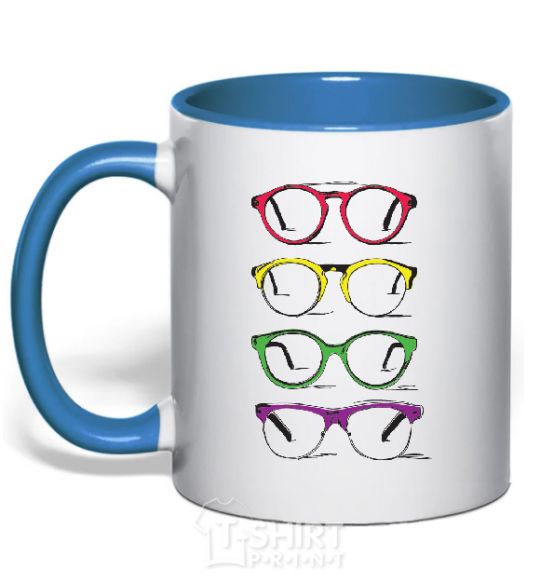 Mug with a colored handle EYE FRAMES royal-blue фото