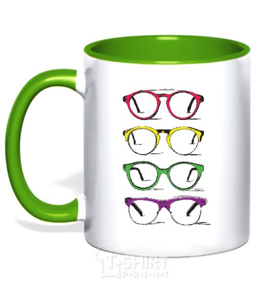 Mug with a colored handle EYE FRAMES kelly-green фото