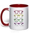 Mug with a colored handle EYE FRAMES red фото