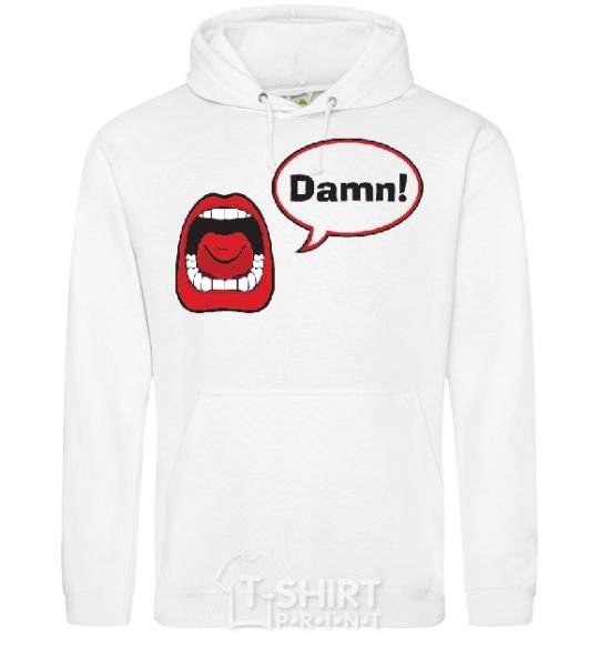 Men`s hoodie DAMN! White фото