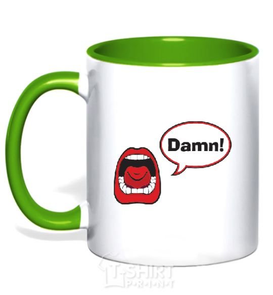 Mug with a colored handle DAMN! kelly-green фото