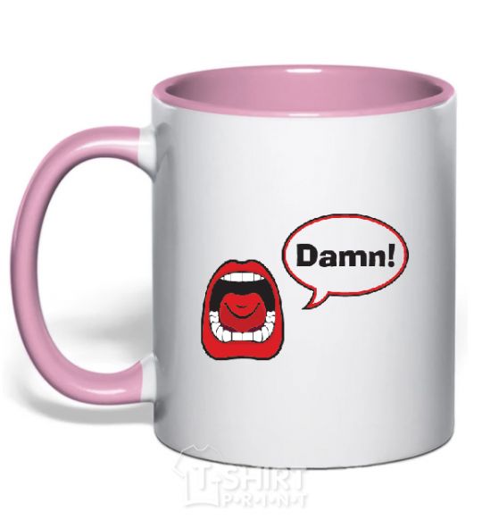 Mug with a colored handle DAMN! light-pink фото